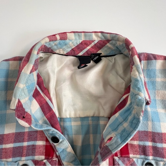 Men's Large Element Red & Blue Plaid Flannel Shirt - Classic Fit, Cotton Blend - Picture 10 of 12